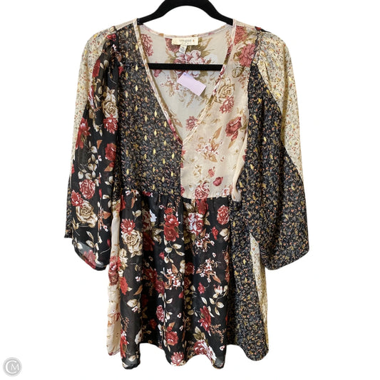 Top 3/4 Sleeve By Umgee In Floral Print, Size: Xl