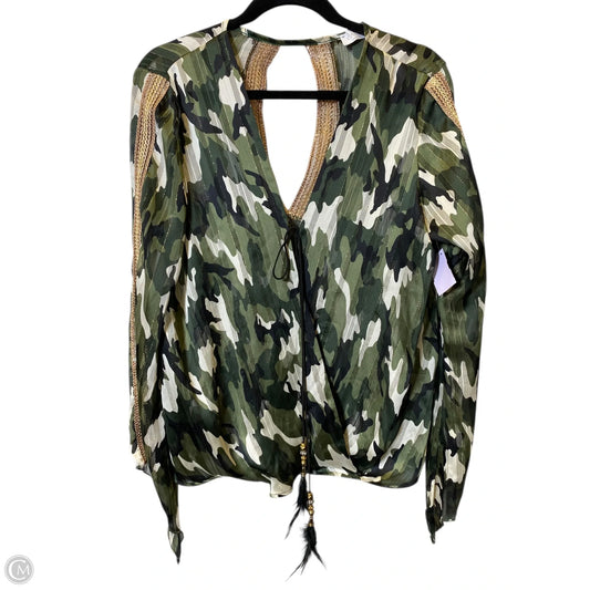 Top 3/4 Sleeve By Clothes Mentor In Camouflage Print, Size: L