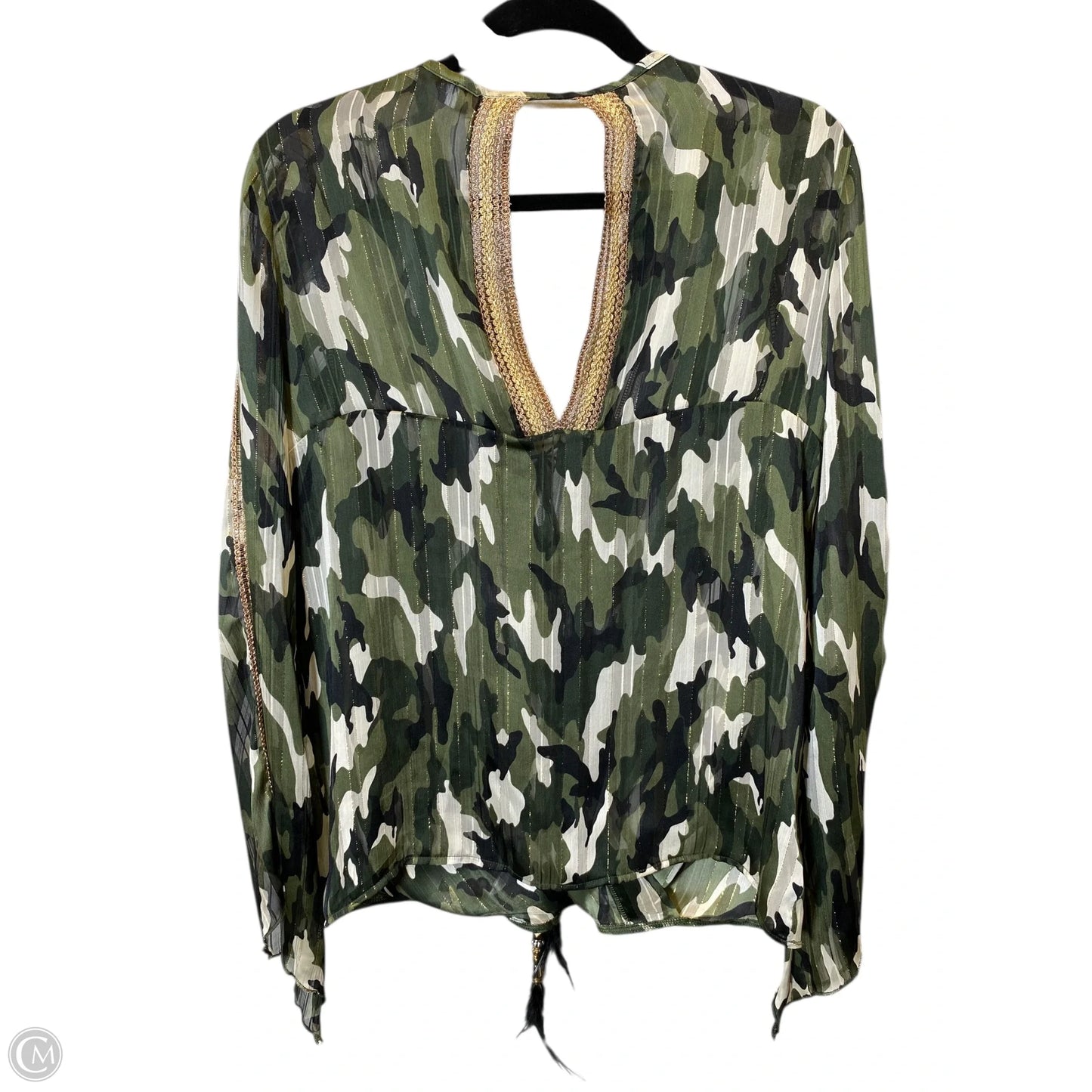 Top 3/4 Sleeve By Clothes Mentor In Camouflage Print, Size: L