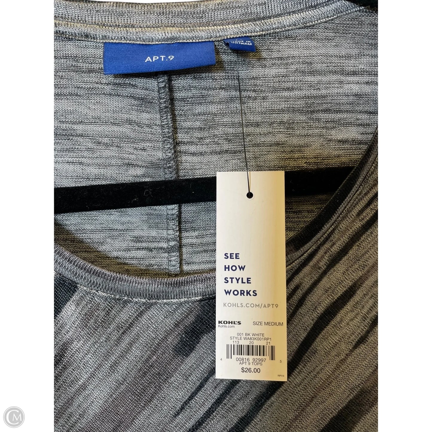 Top Sleeveless By Apt 9 In Grey, Size: M