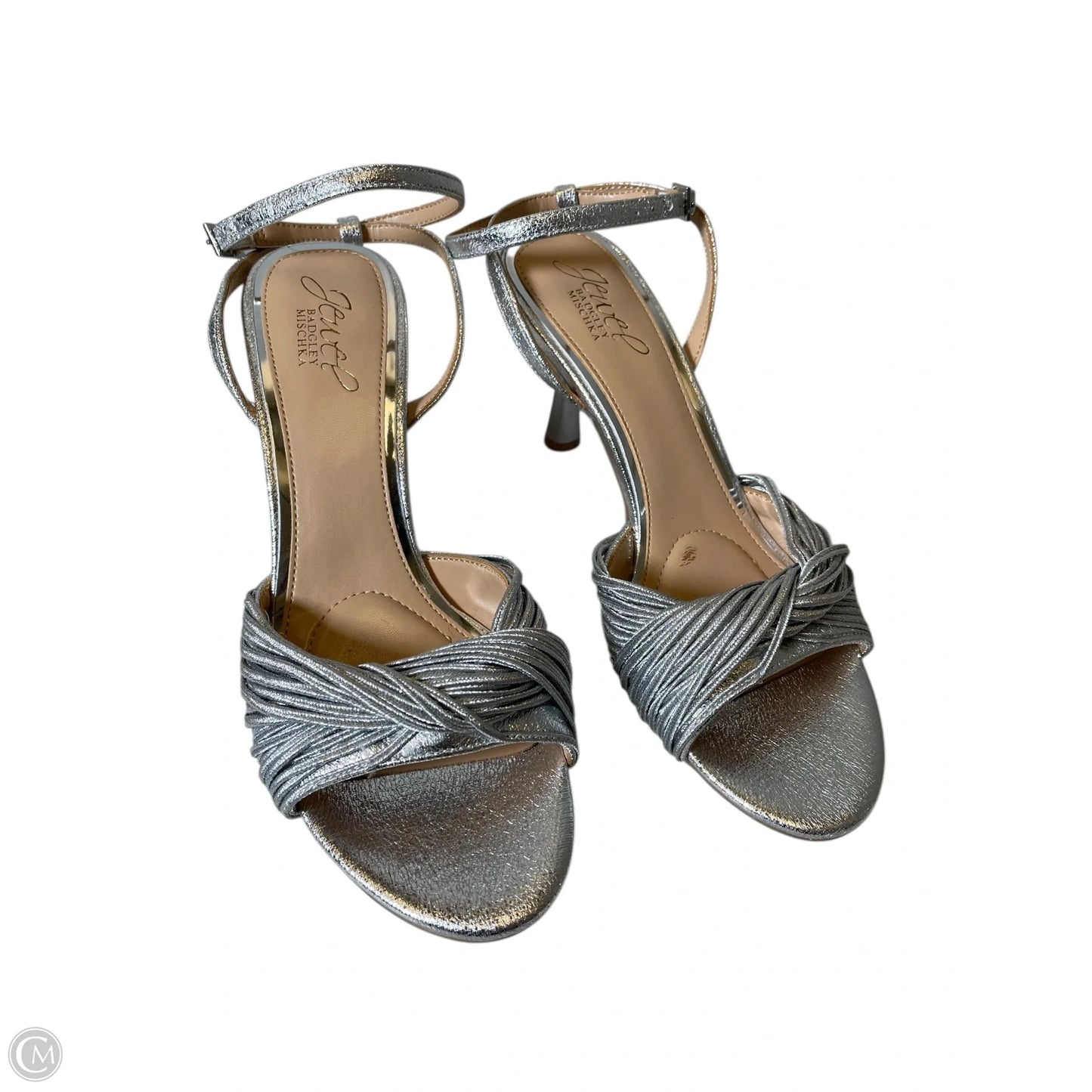 Sandals Heels Kitten By Badgley Mischka In Silver, Size: 7