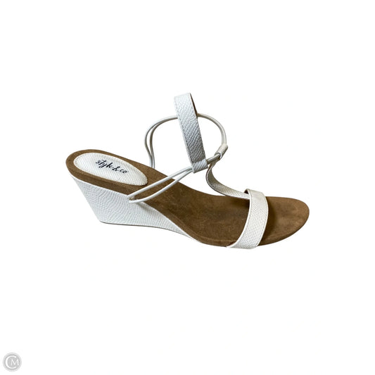 Sandals Heels Wedge By Style And Company In White, Size: 8