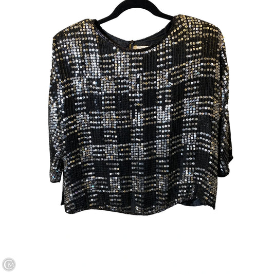Top Short Sleeve By Clothes Mentor In Black & Silver, Size: M