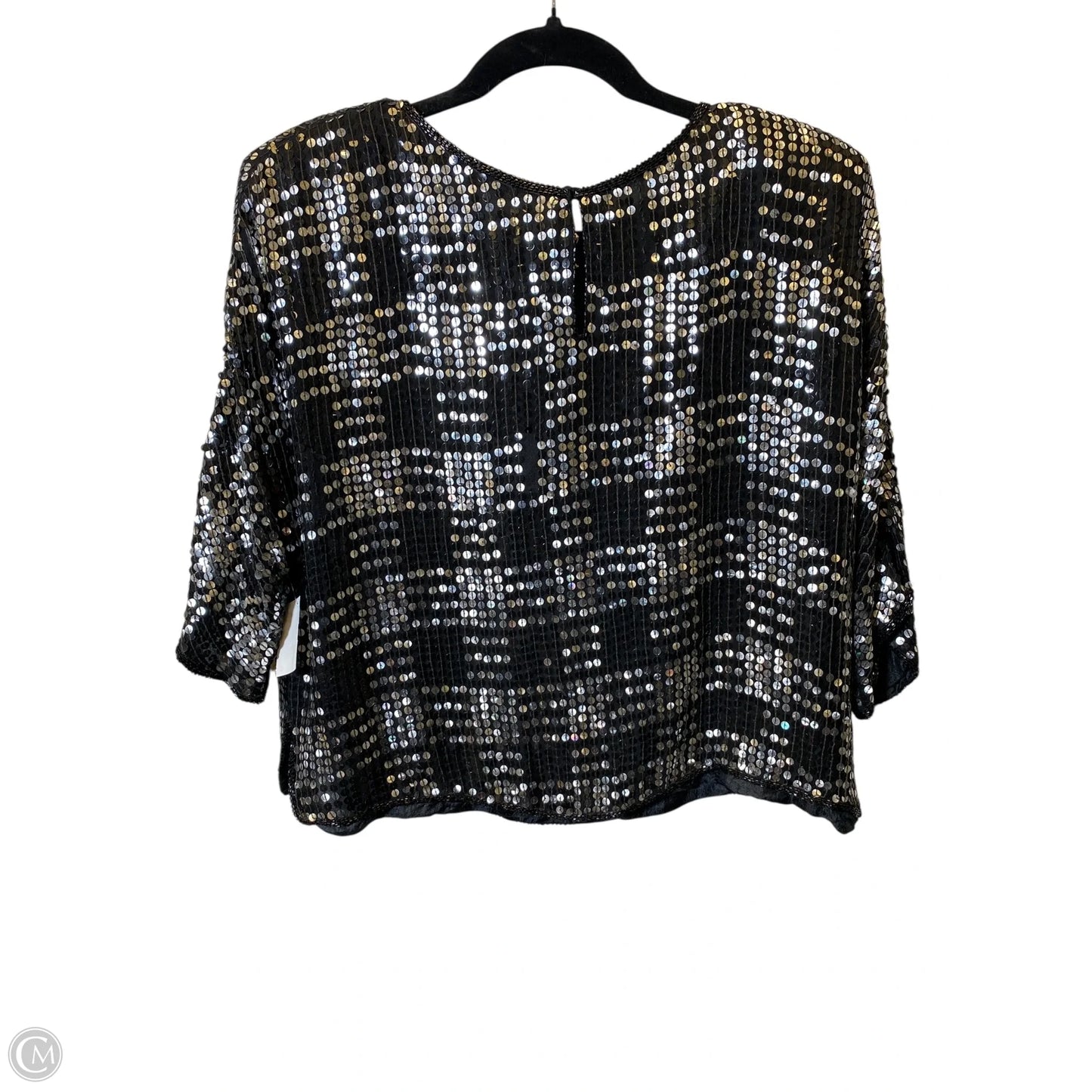 Top Short Sleeve By Clothes Mentor In Black & Silver, Size: M