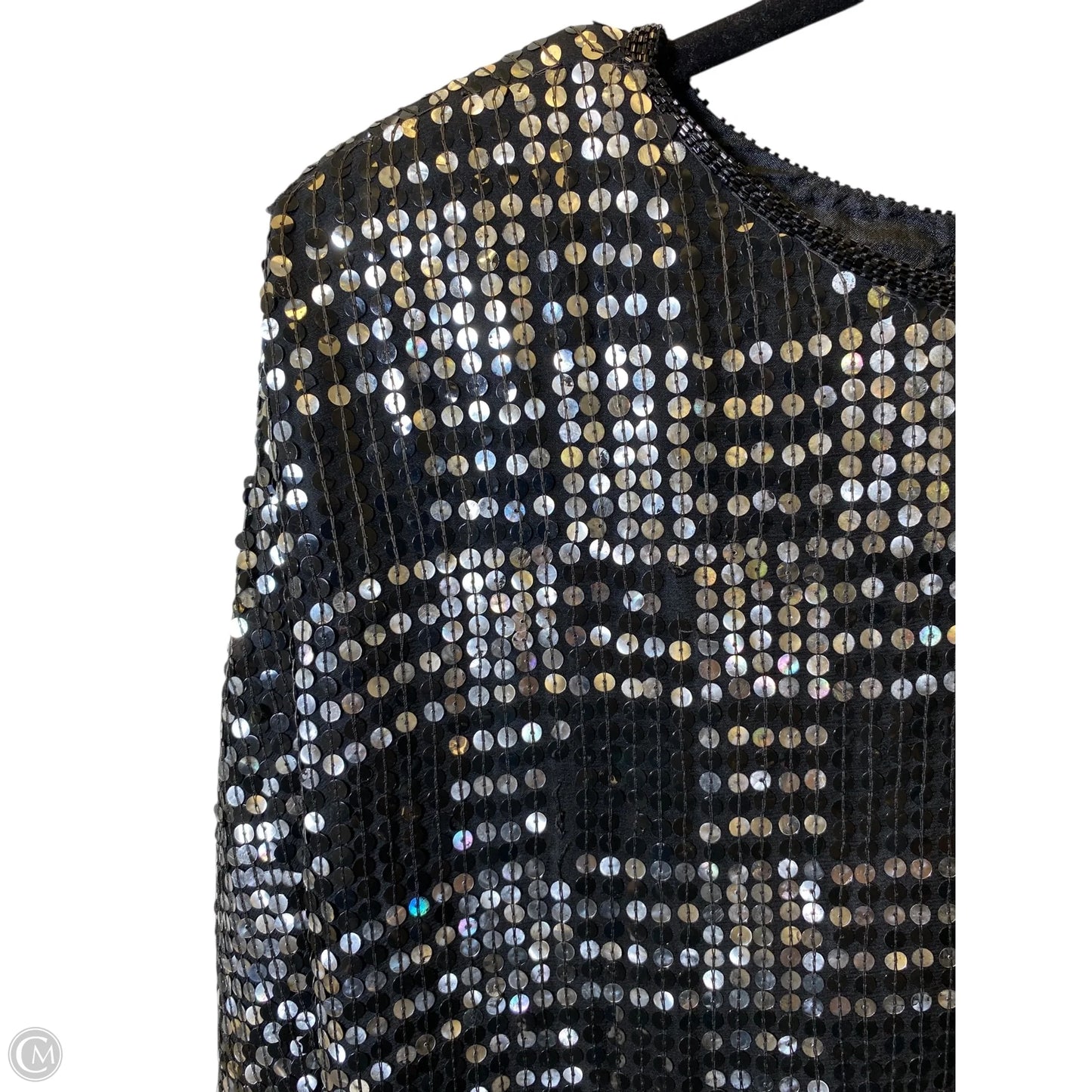 Top Short Sleeve By Clothes Mentor In Black & Silver, Size: M