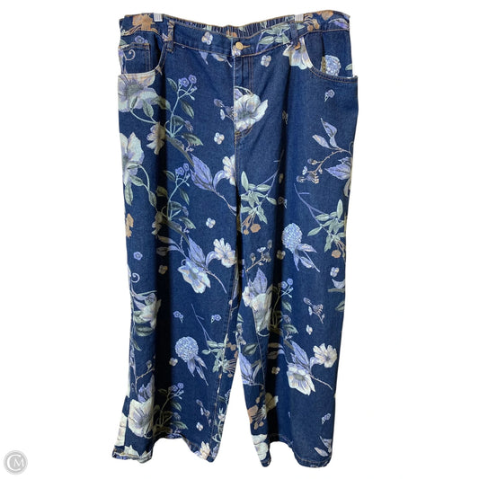 Jeans Wide Leg By Shein In Blue Denim, Size: 4XL