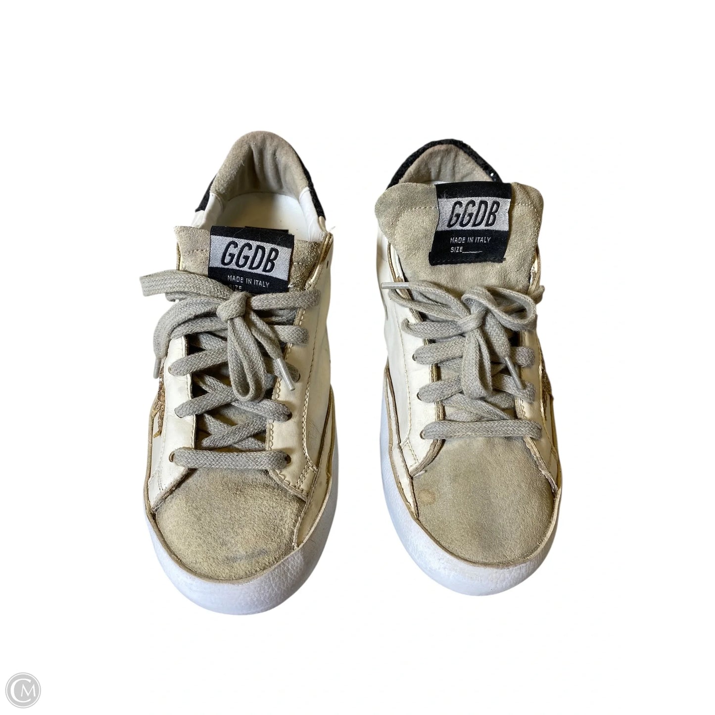 Shoes Luxury Designer By Golden Goose In Black & Cream, Size: 38