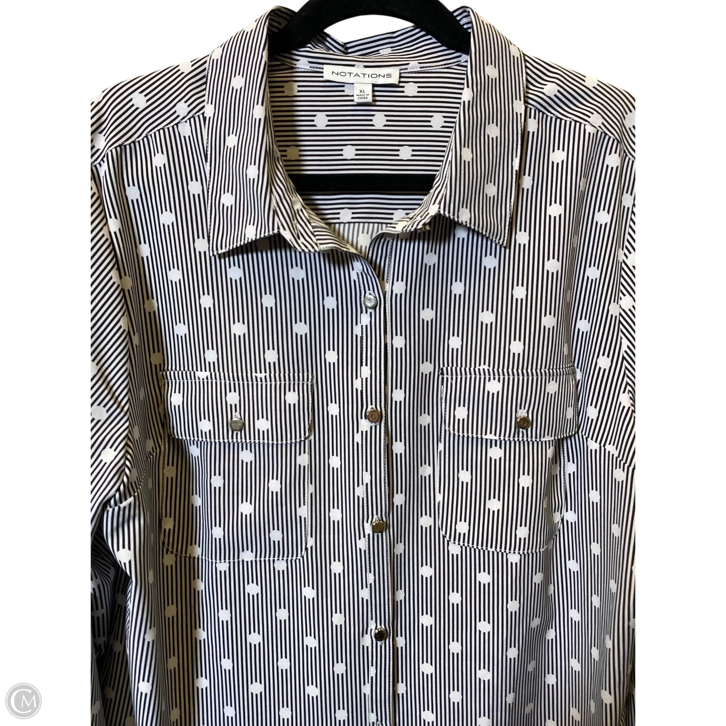 Top Long Sleeve By Notations In Black & White, Size: Xl