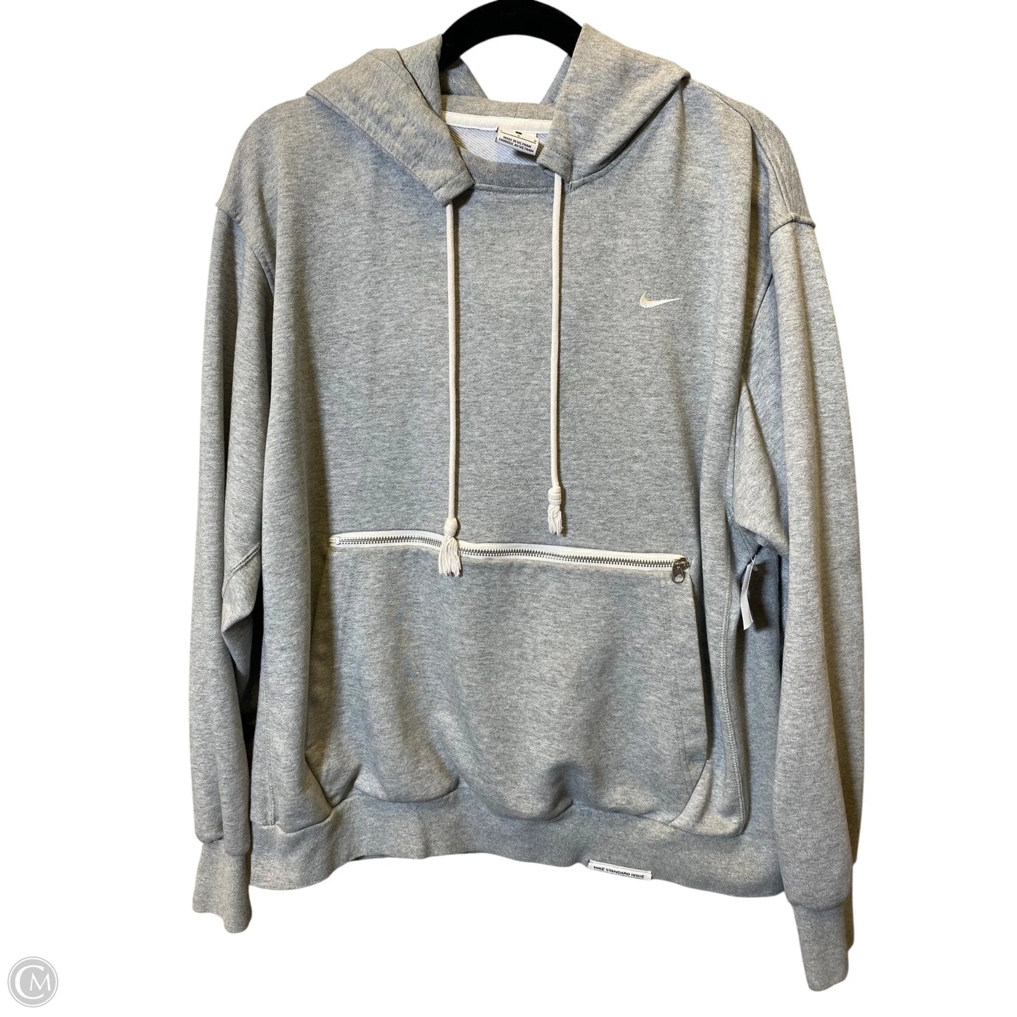 Athletic Sweatshirt Hoodie By Nike In Grey, Size: L