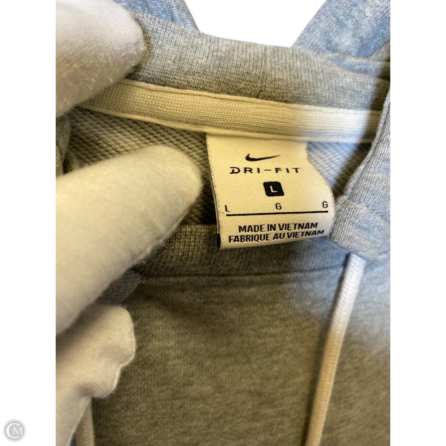 Athletic Sweatshirt Hoodie By Nike In Grey, Size: L