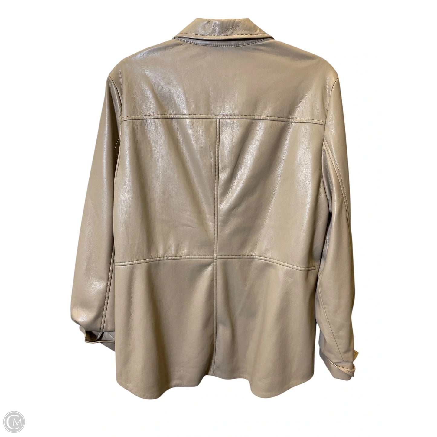 Jacket Moto Leather By Chicos In Taupe, Size: L