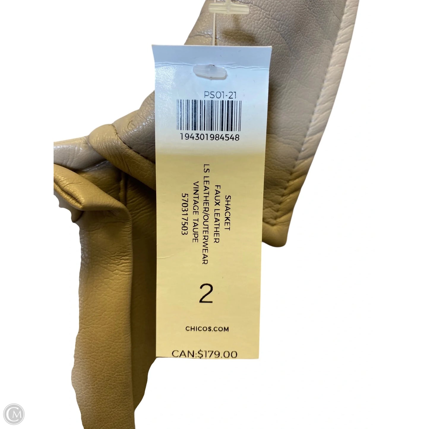 Jacket Moto Leather By Chicos In Taupe, Size: L