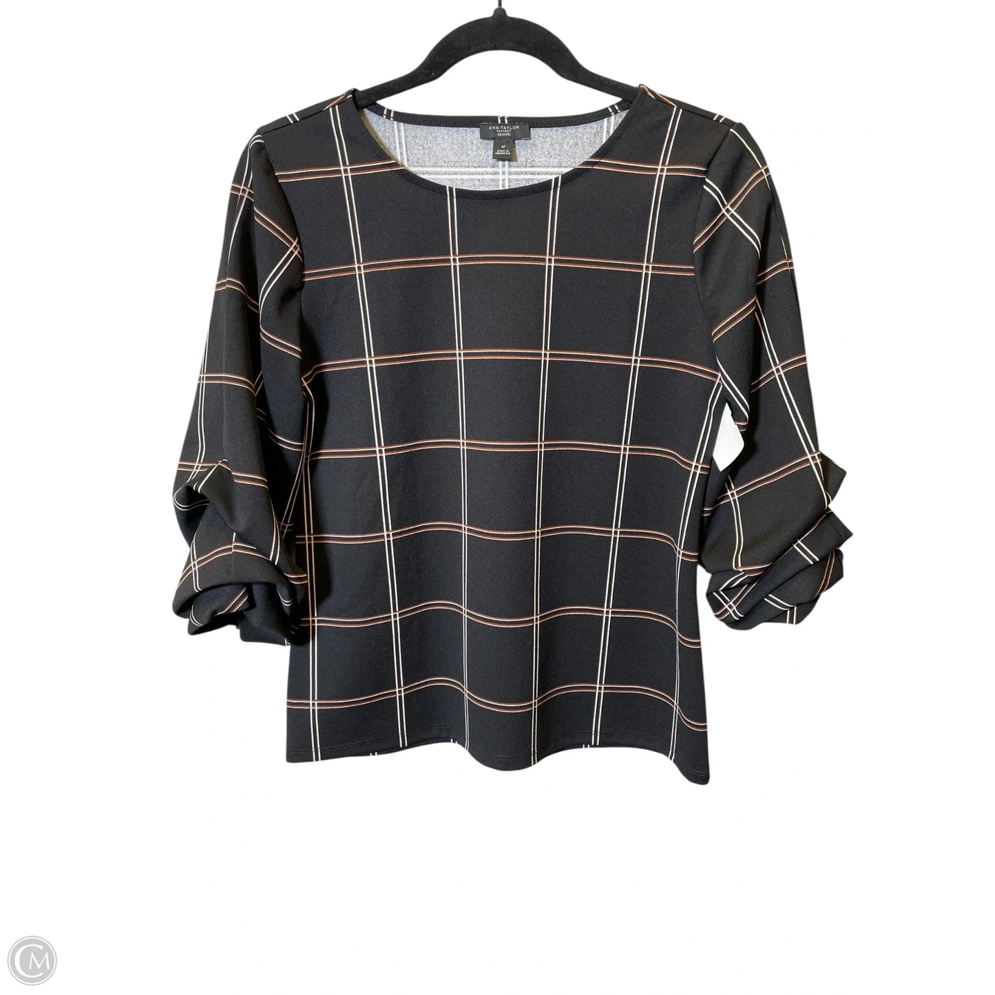 Top 3/4 Sleeve By Ann Taylor In Checkered Pattern, Size: Sp