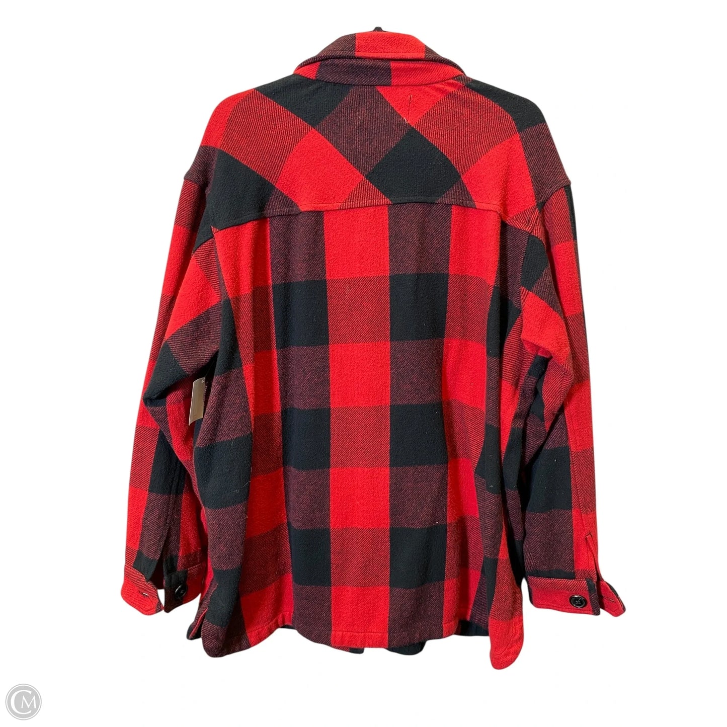 Sweater Cardigan By Lucky Brand In Checkered Pattern, Size: L