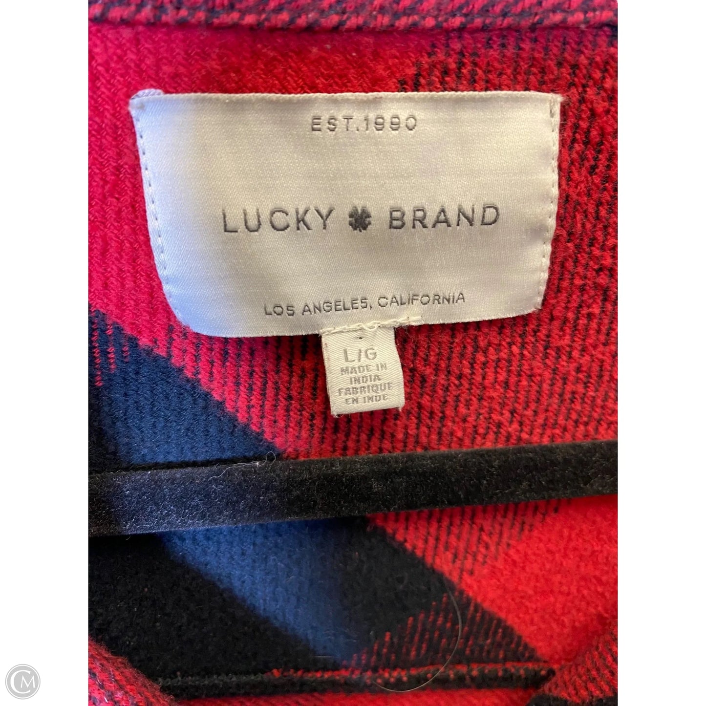 Sweater Cardigan By Lucky Brand In Checkered Pattern, Size: L