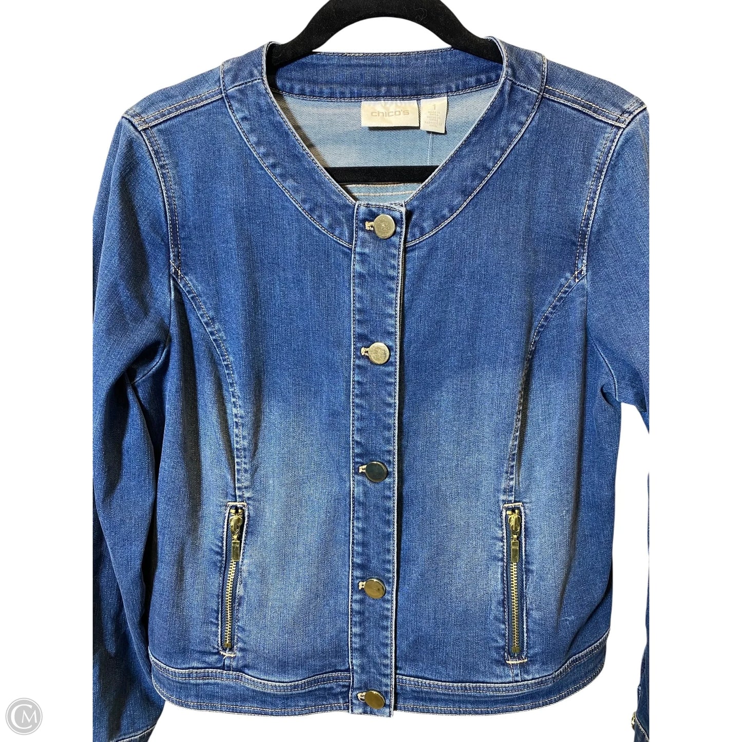Jacket Denim By Choices In Blue Denim, Size: M