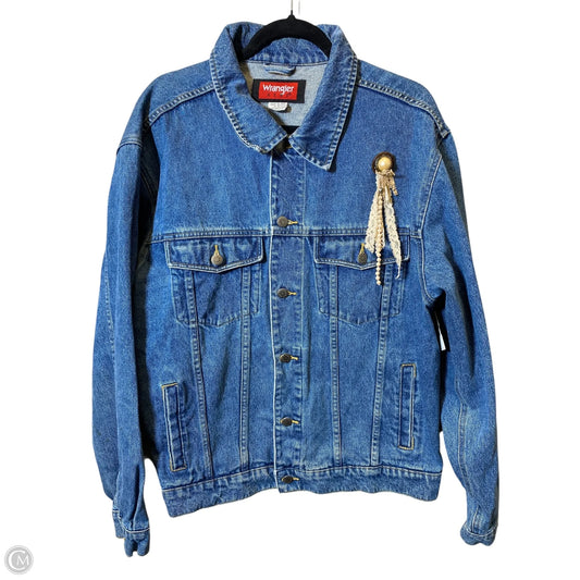 Jacket Denim By Wrangler In Blue Denim, Size: Xl