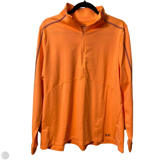 Athletic Top Long Sleeve Collar By Under Armour In Orange, Size: 1x