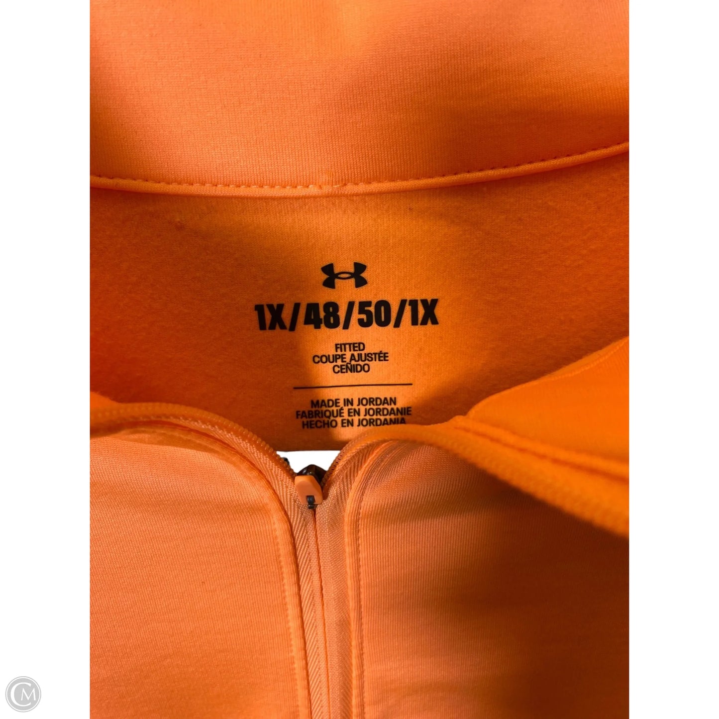 Athletic Top Long Sleeve Collar By Under Armour In Orange, Size: 1x