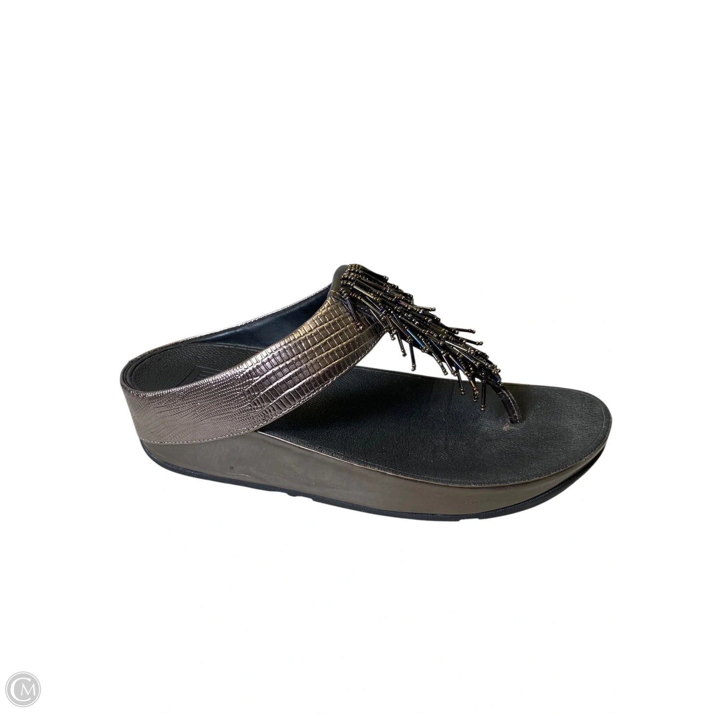 Sandals Heels Wedge By Fitflop In Silver, Size: 8