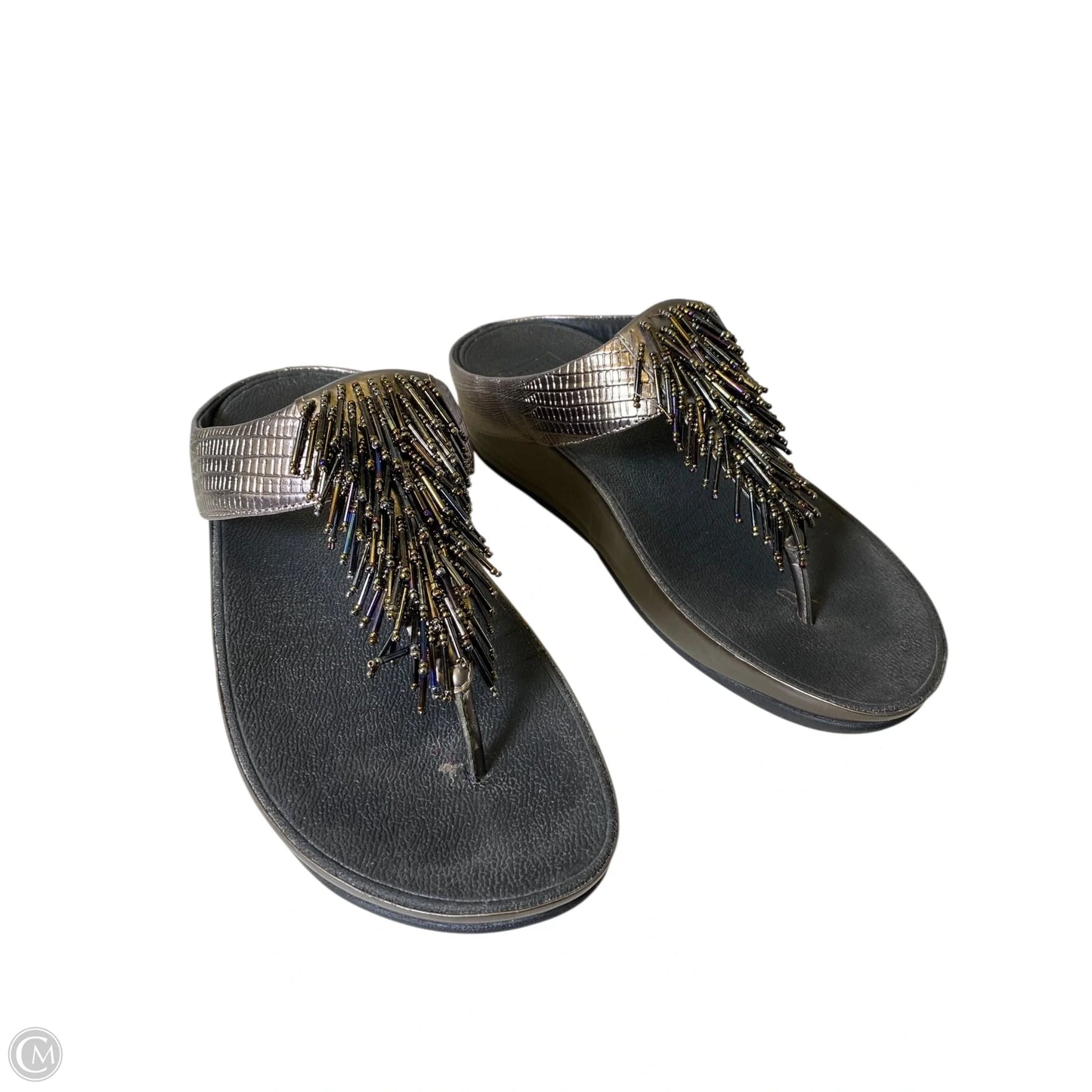 Sandals Heels Wedge By Fitflop In Silver, Size: 8