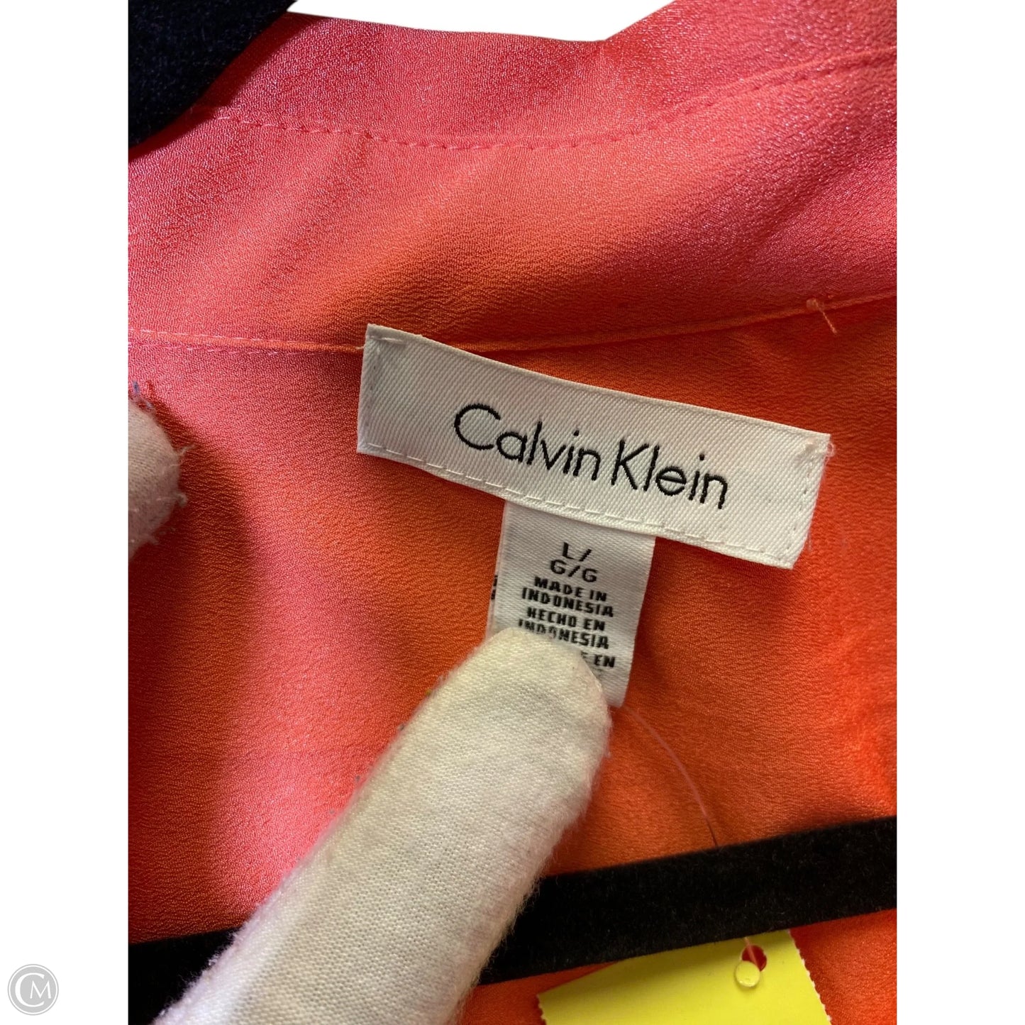 Blouse Long Sleeve By Calvin Klein In Orange, Size: L