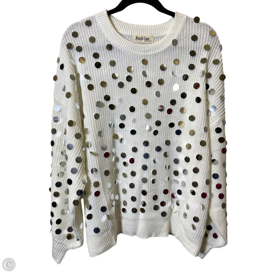 Sweater By Peach Love Cream California In White, Size: M