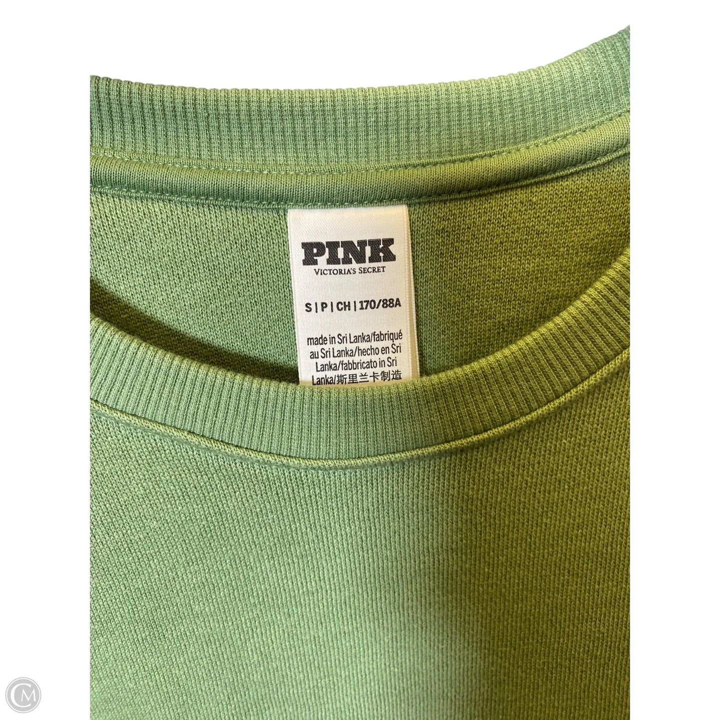 Athletic Sweatshirt Collar By Pink In Green, Size: S