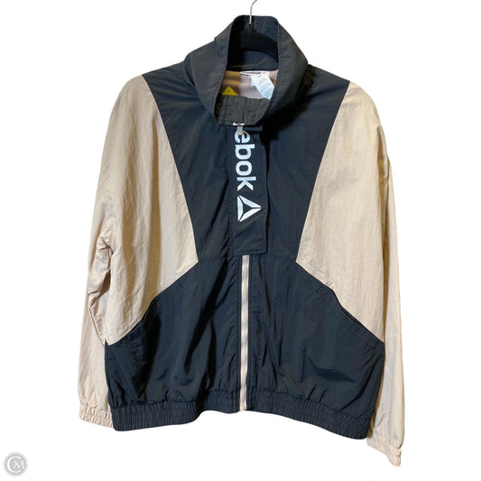 Athletic Jacket By Reebok In Black & Tan, Size: L