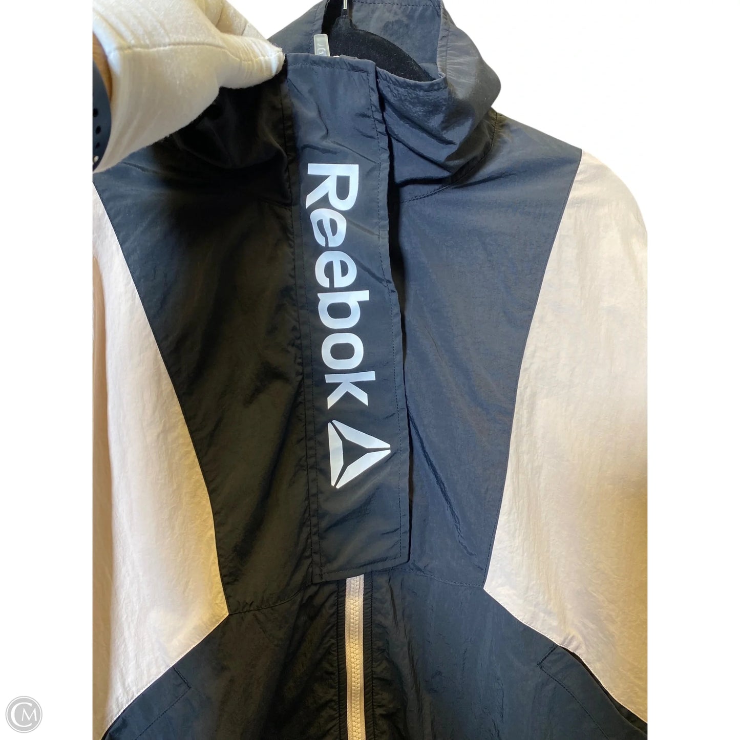 Athletic Jacket By Reebok In Black & Tan, Size: L