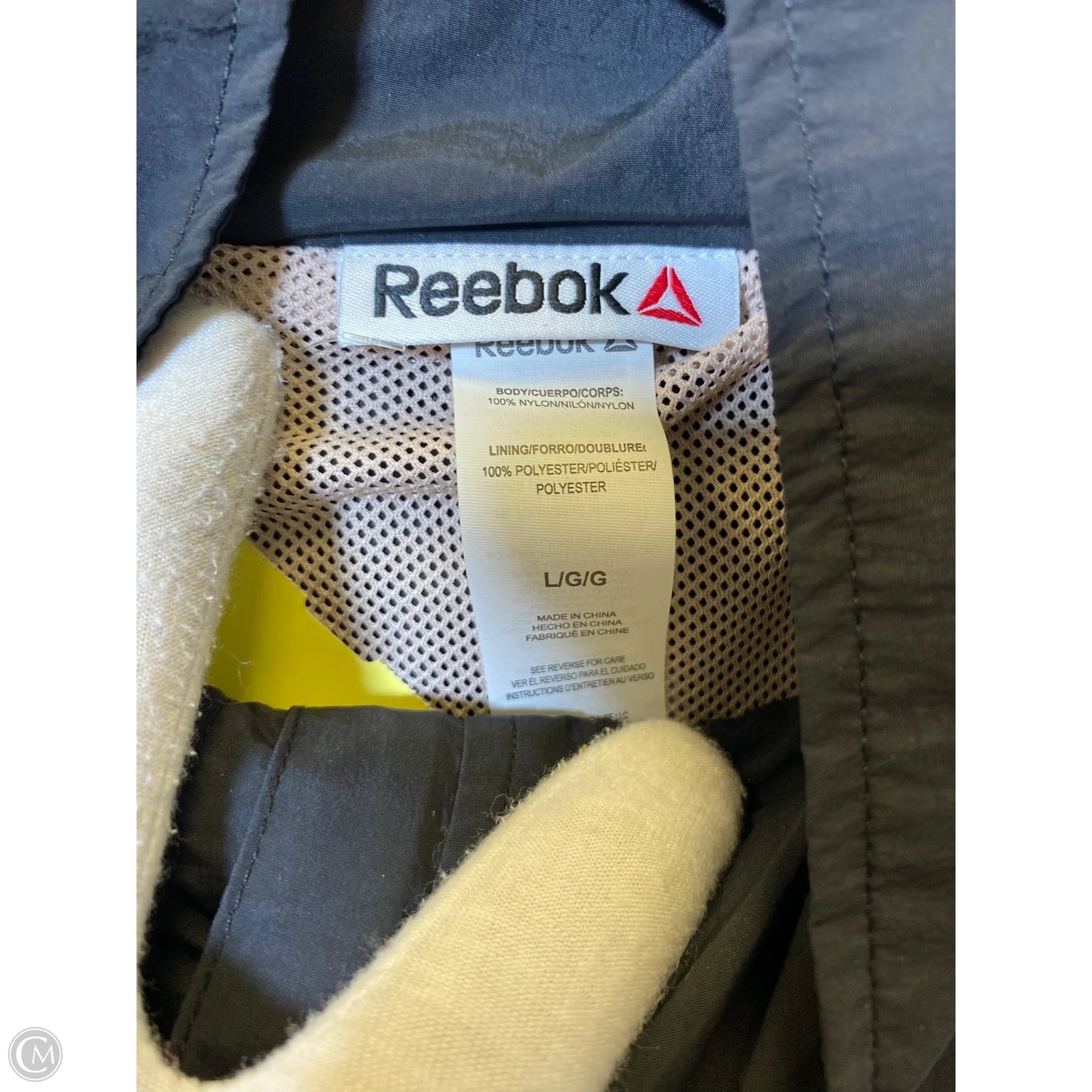 Athletic Jacket By Reebok In Black & Tan, Size: L