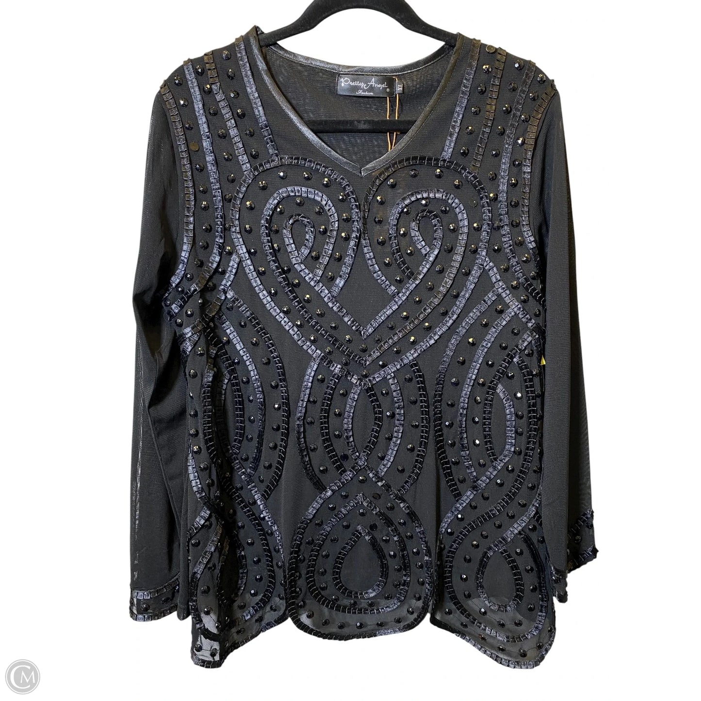 Top Long Sleeve By Pretty Angel In Black, Size: Xl
