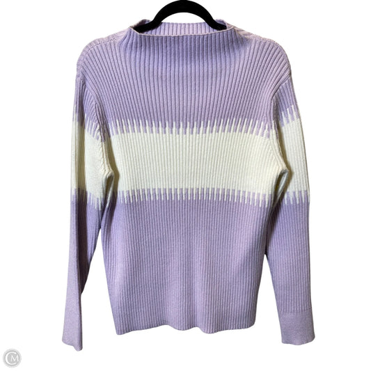 Sweater By Cliche In Purple & White, Size: L