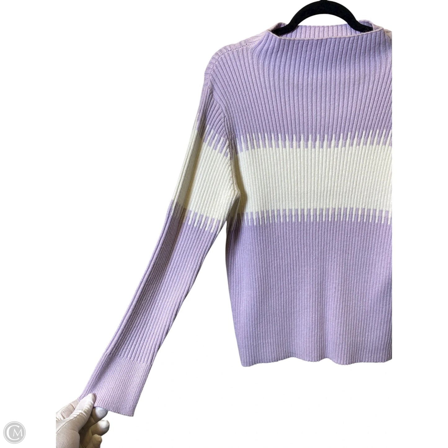 Sweater By Cliche In Purple & White, Size: L