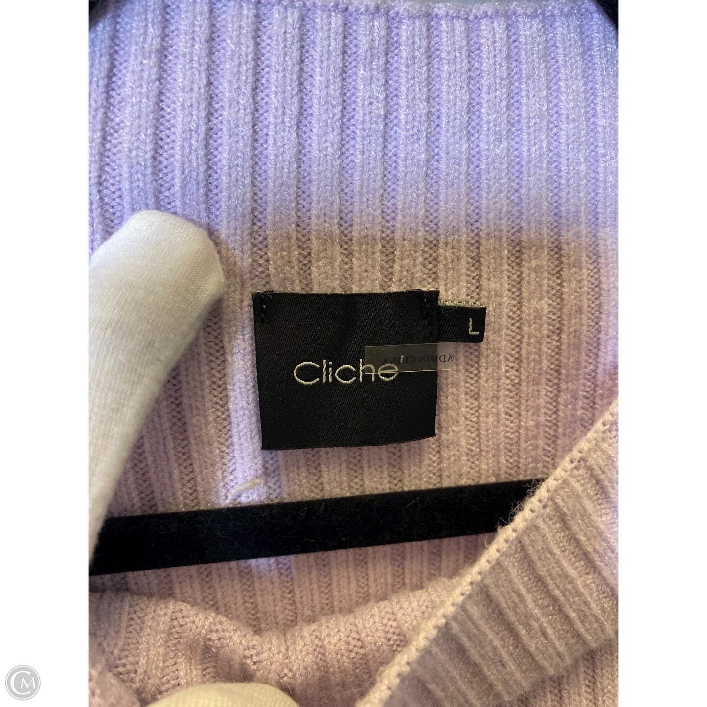 Sweater By Cliche In Purple & White, Size: L