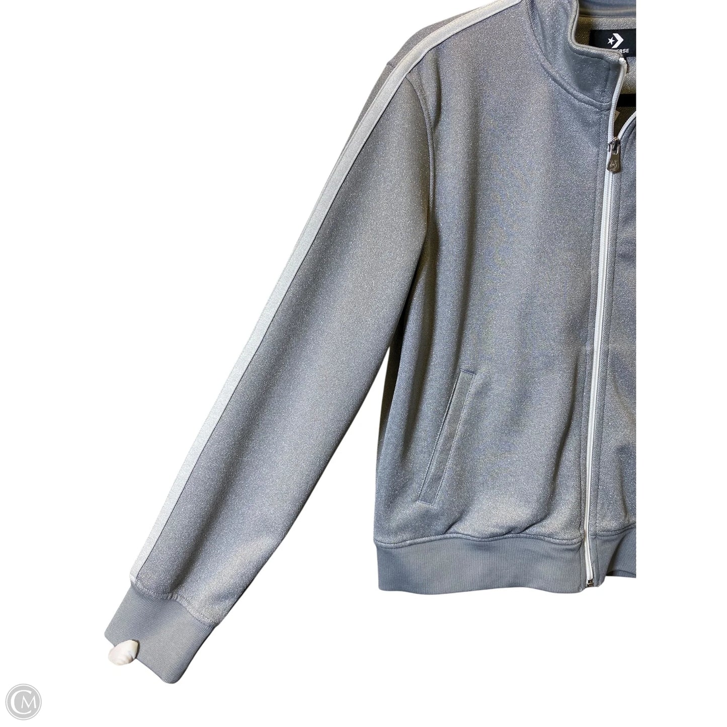 Jacket Moto By Converse In Silver, Size: Xl