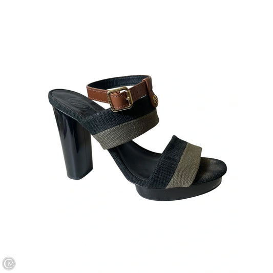 Sandals Designer By Tory Burch In Black & Green, Size: 8