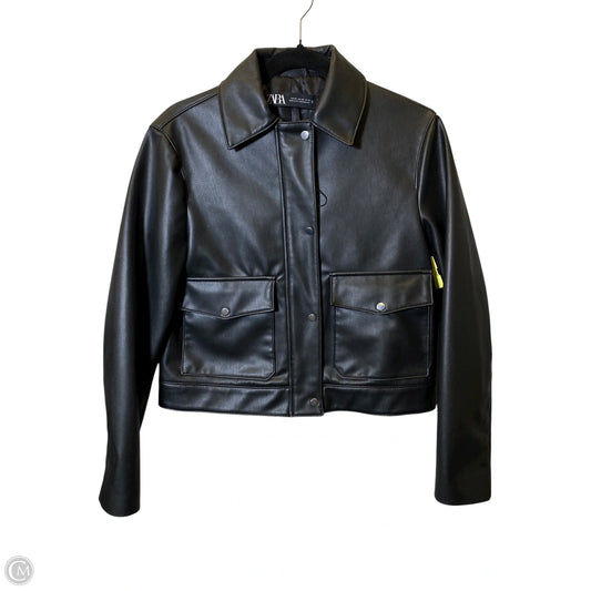 Jacket Leather By Zara In Black, Size: Xs