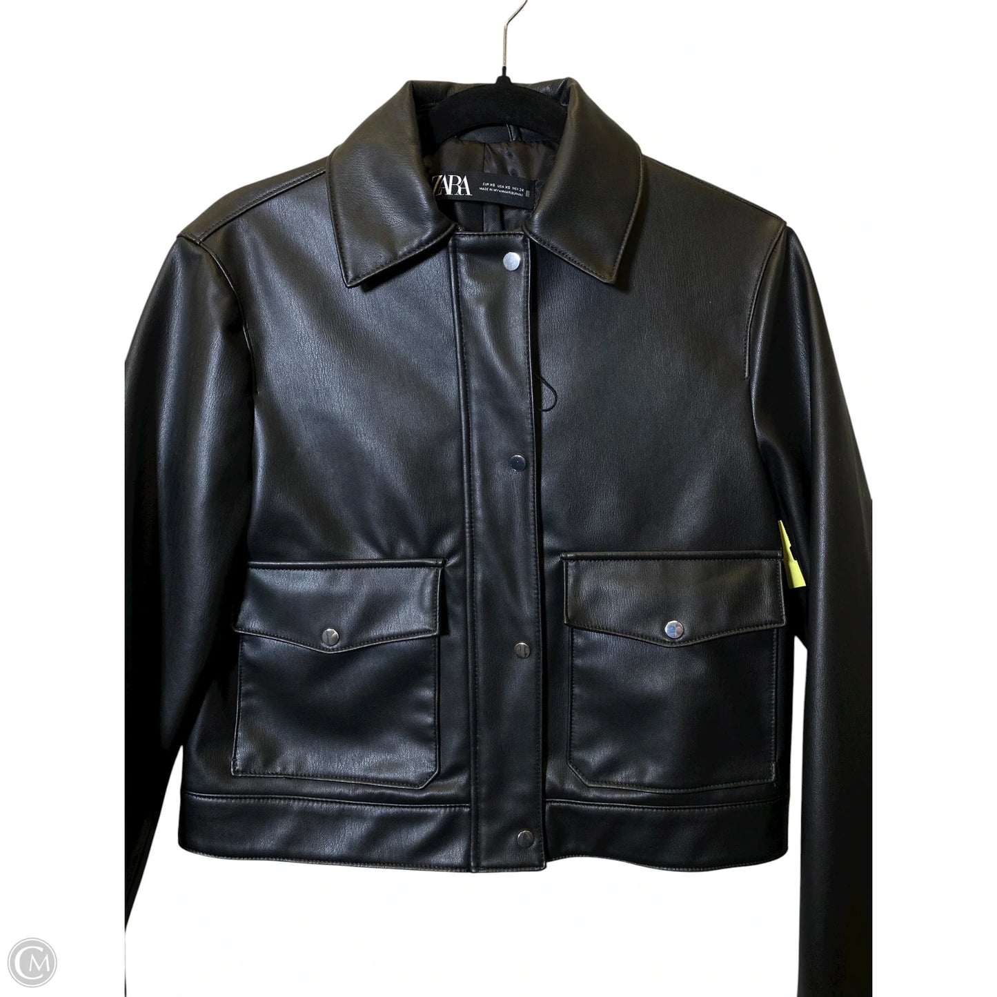 Jacket Leather By Zara In Black, Size: Xs