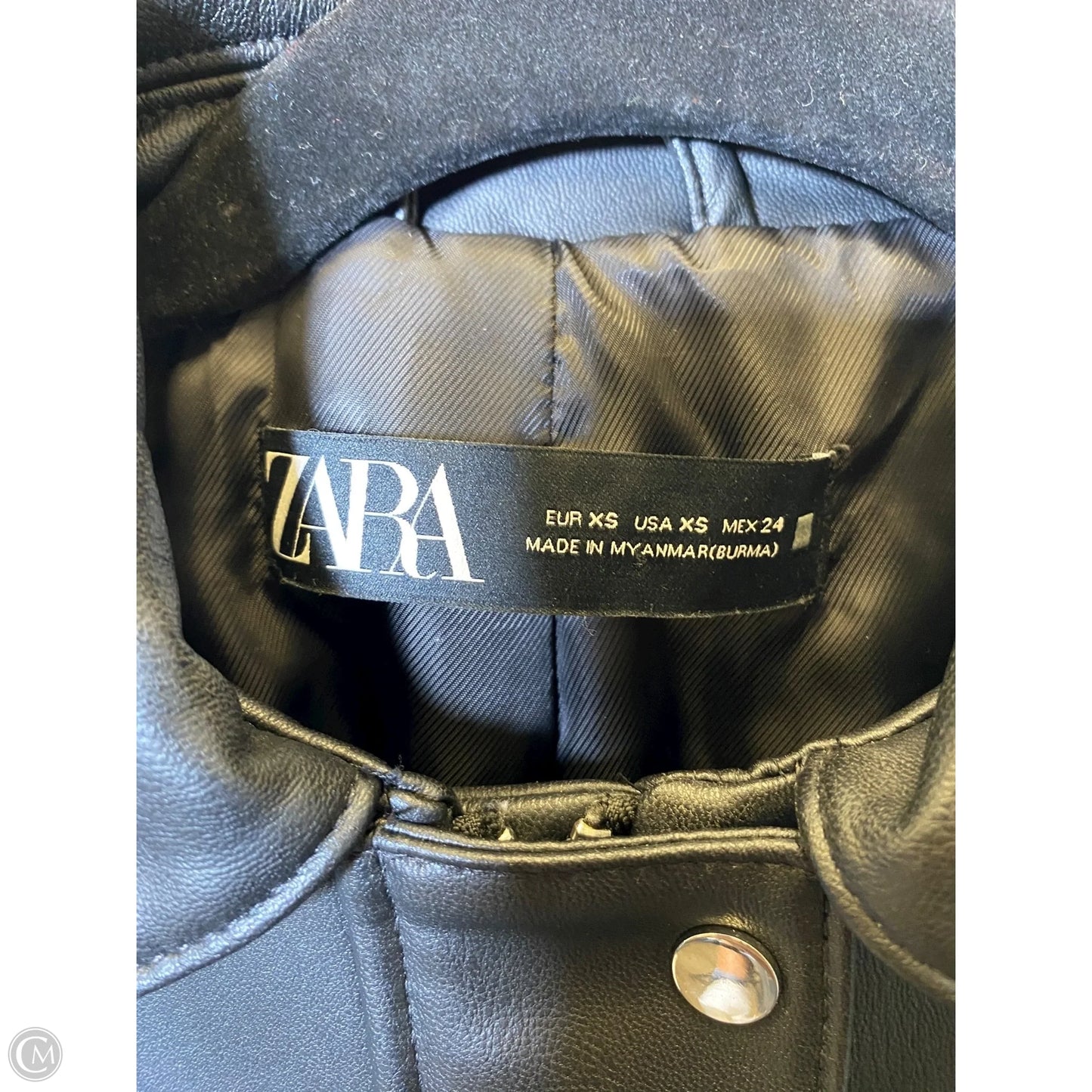 Jacket Leather By Zara In Black, Size: Xs