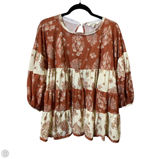 Top 3/4 Sleeve By Oli & Hali In Orange & Tan, Size: M