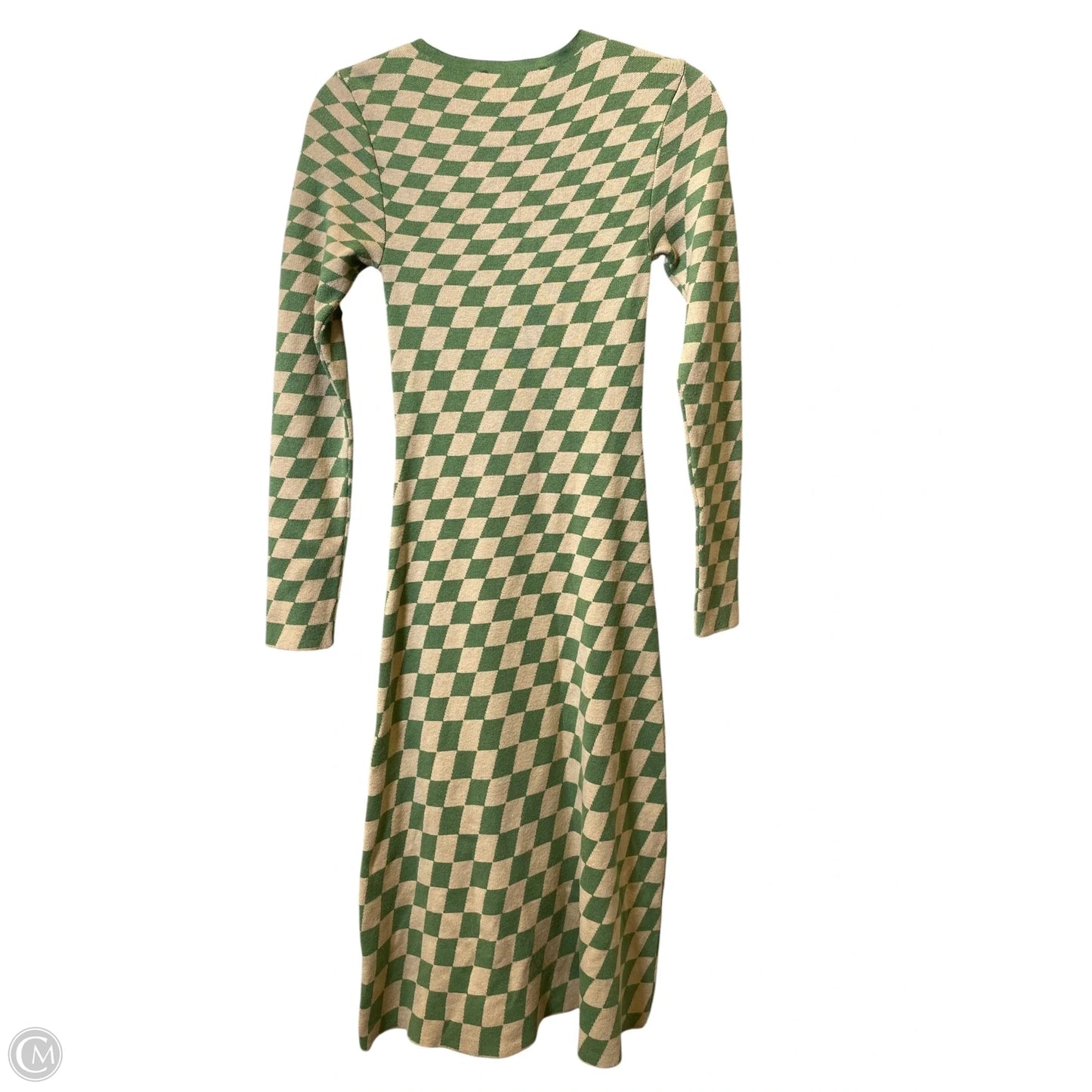 Dress Casual Maxi By Zara In Green & Tan, Size: S