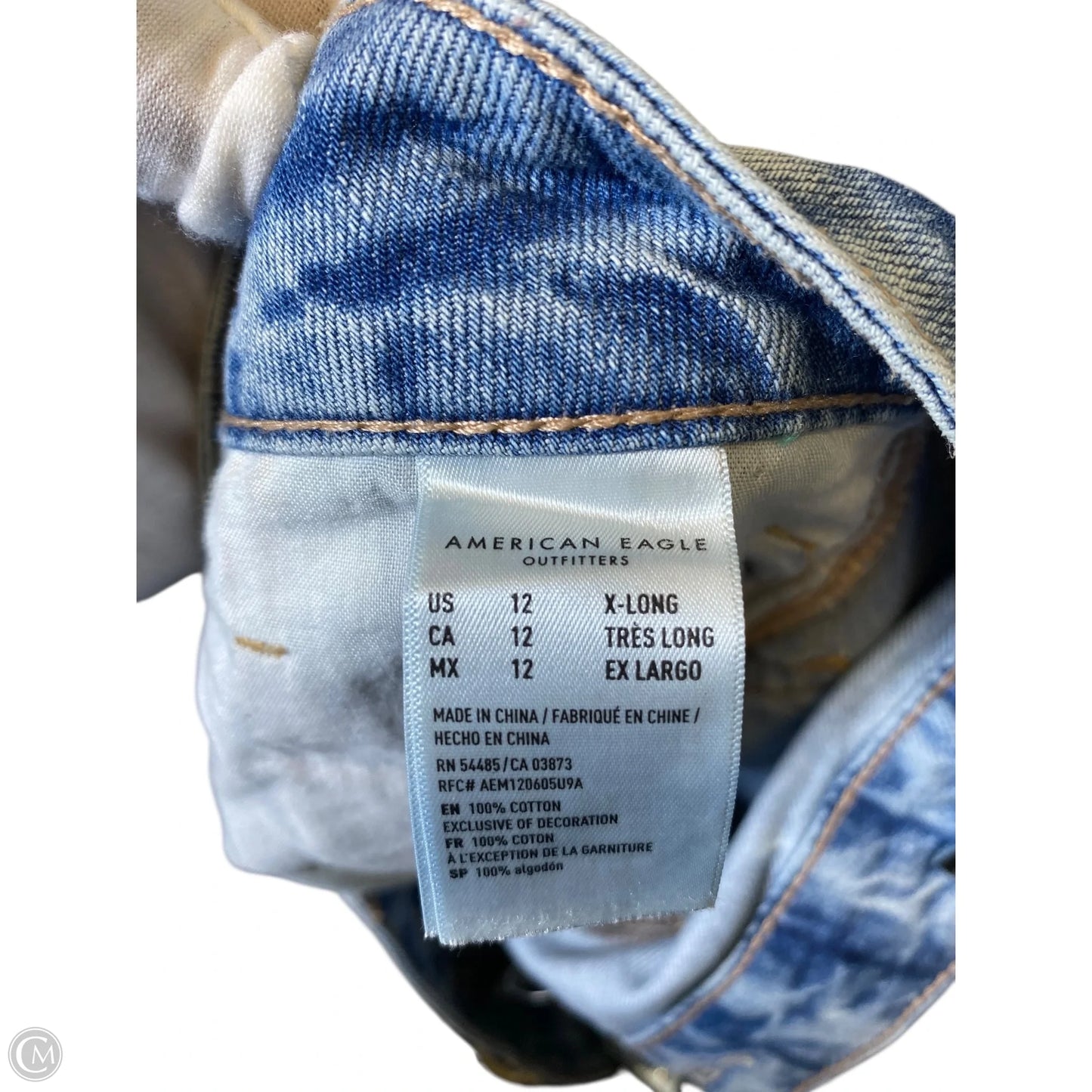 Jeans Straight By American Eagle In Blue Denim, Size: 12l