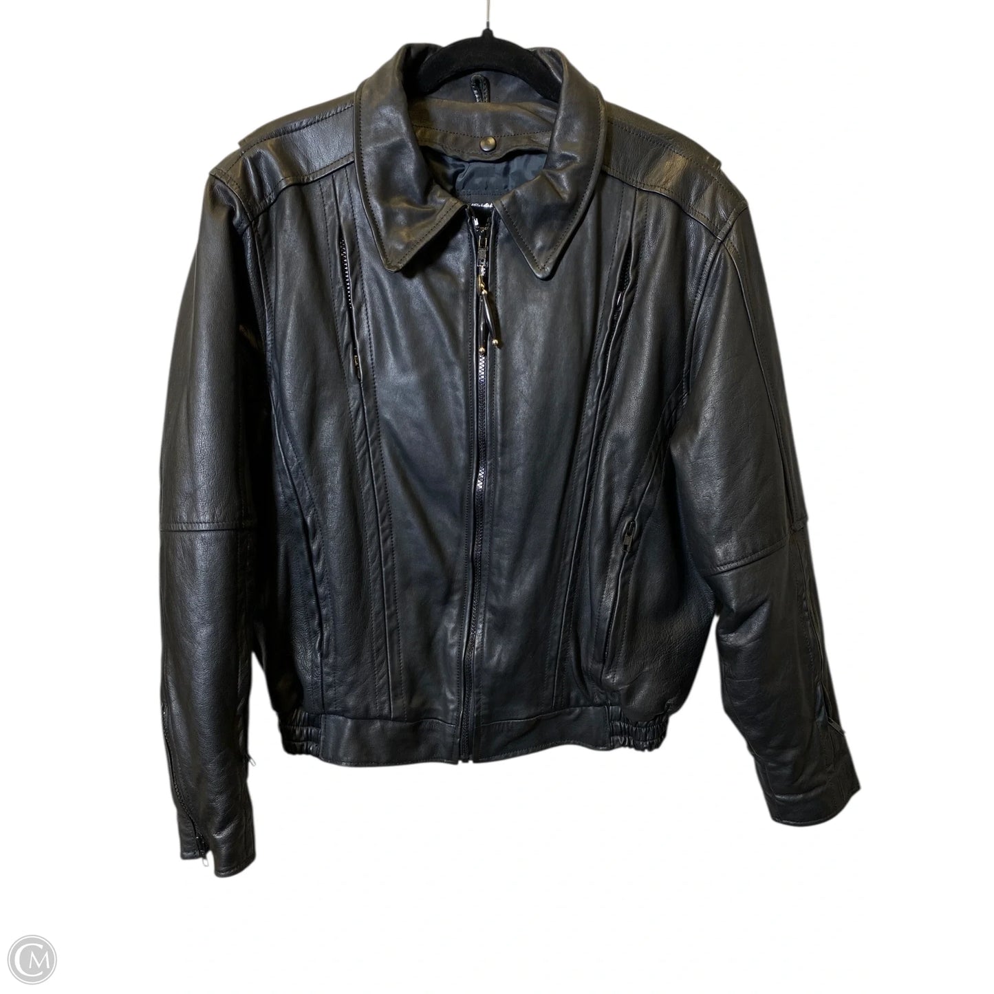 Jacket Leather By Clothes Mentor In Black, Size: L