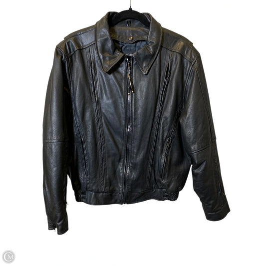 Jacket Leather By Clothes Mentor In Black, Size: L