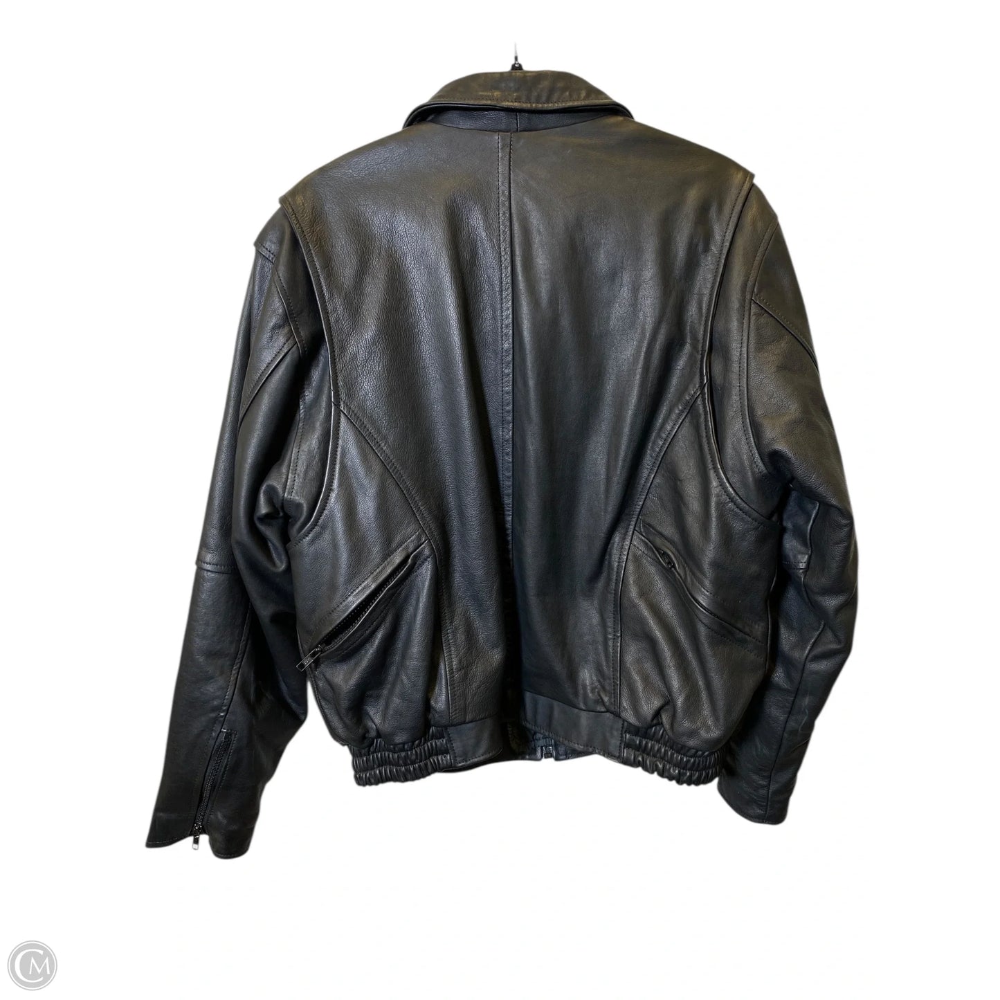 Jacket Leather By Clothes Mentor In Black, Size: L