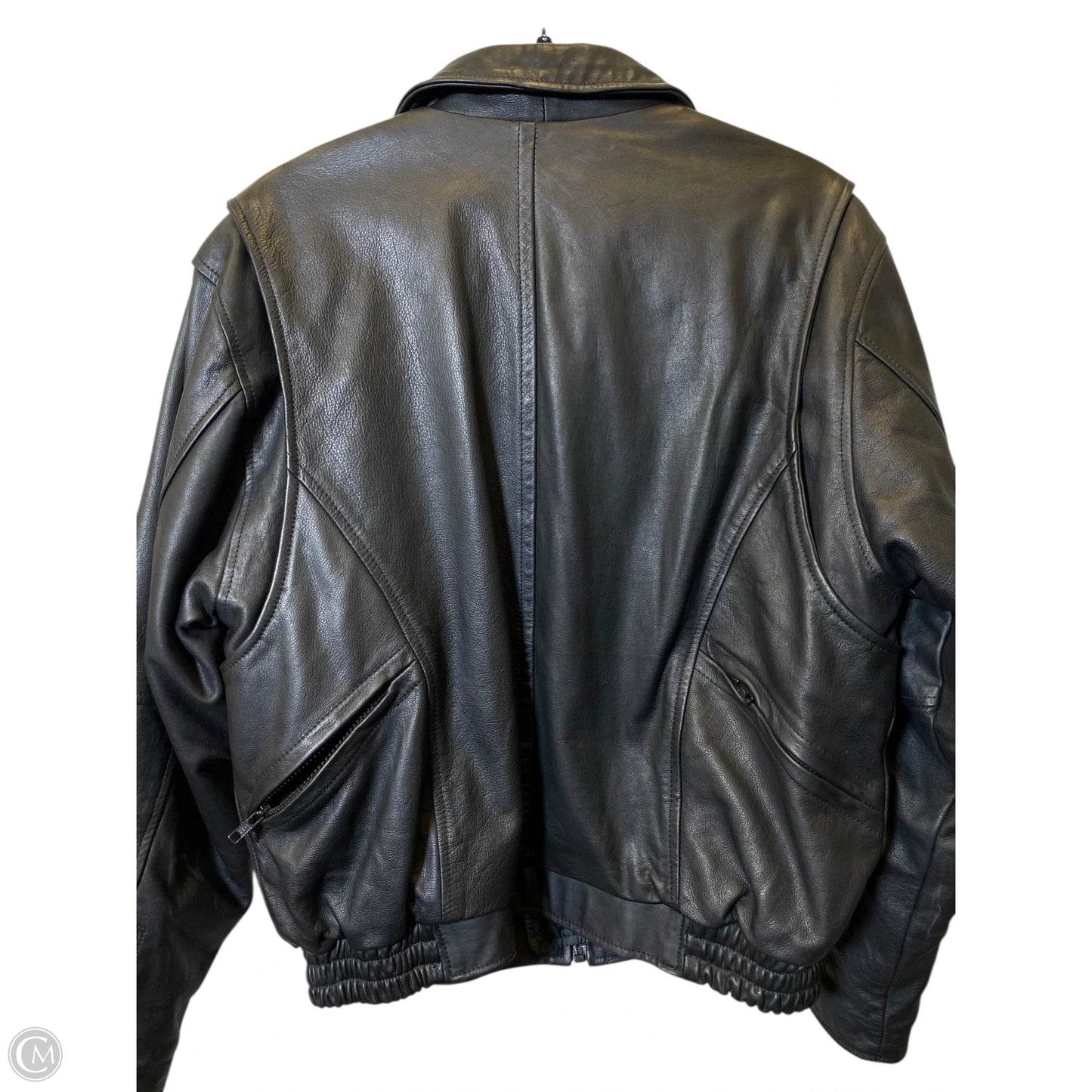 Jacket Leather By Clothes Mentor In Black, Size: L