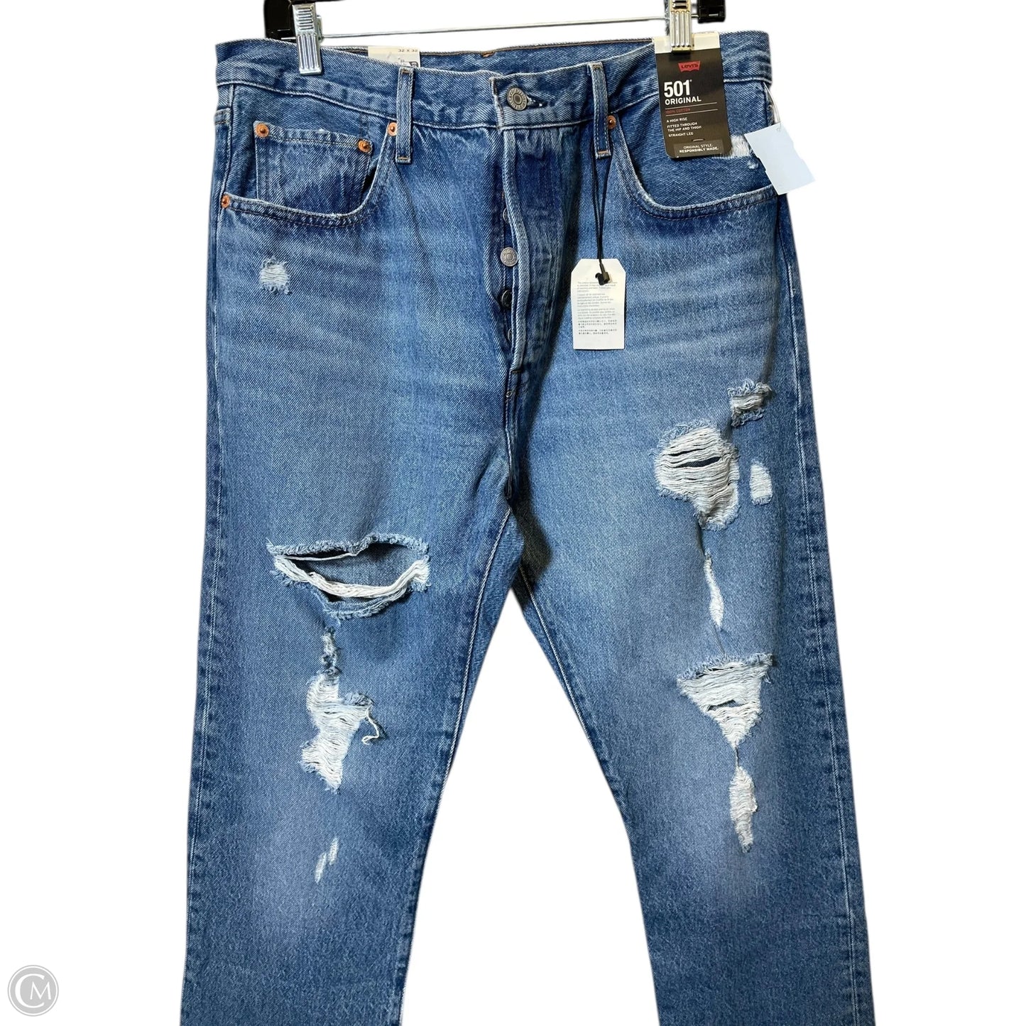 Jeans Straight By Levis In Blue Denim, Size: 14