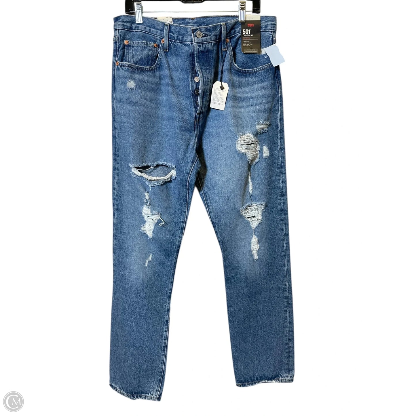 Jeans Straight By Levis In Blue Denim, Size: 14