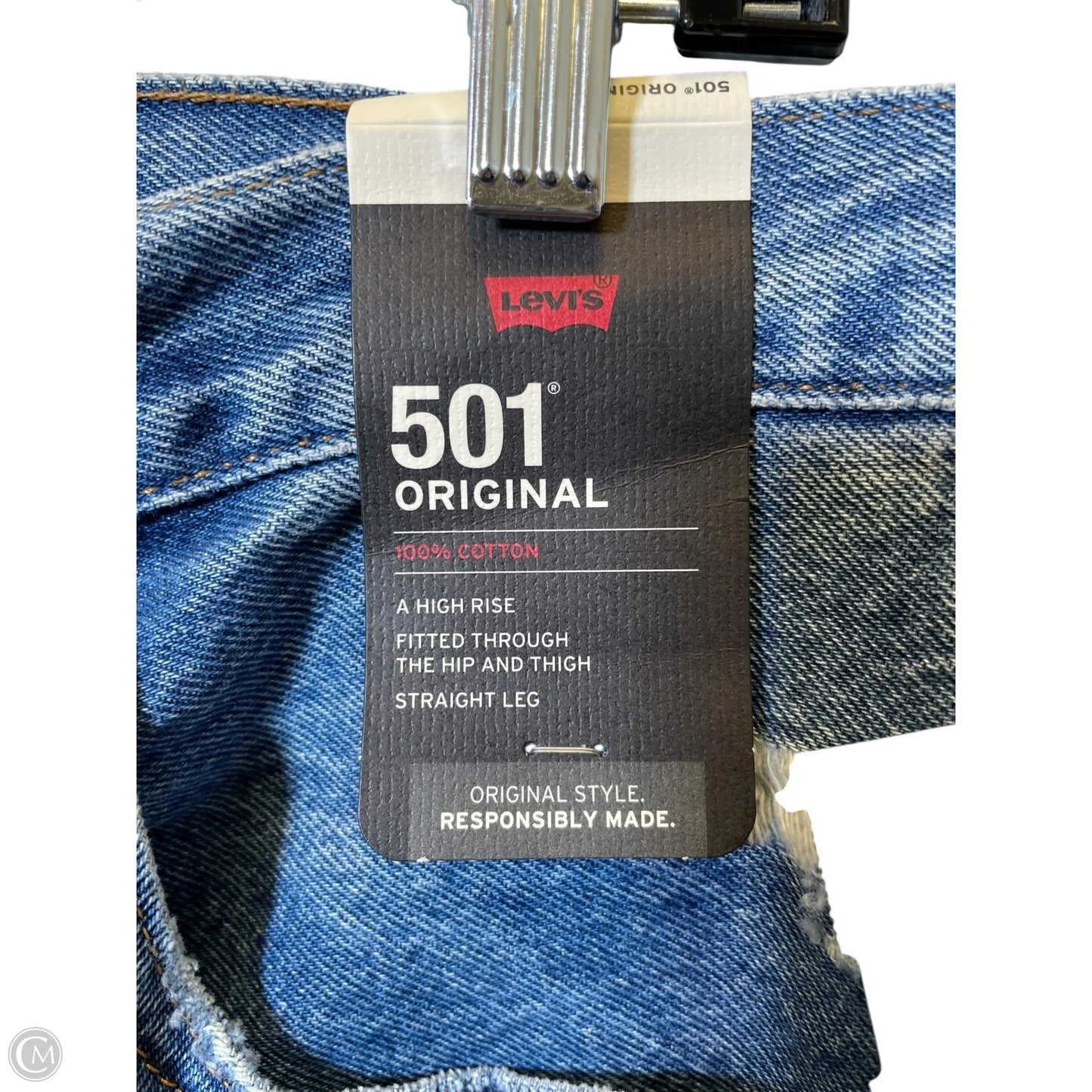 Jeans Straight By Levis In Blue Denim, Size: 14